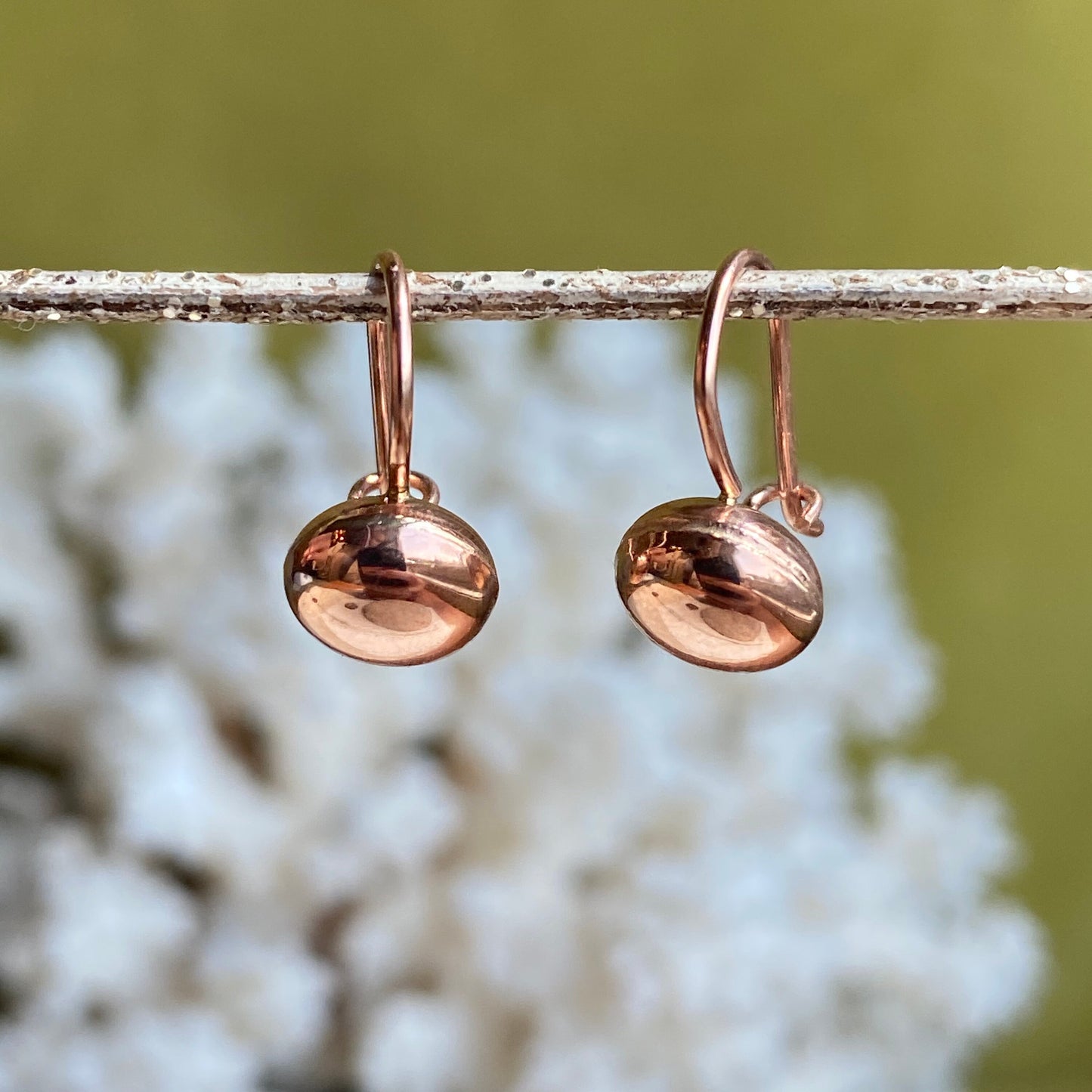 14KT Rose Gold Half Ball Drop Earrings 8mm