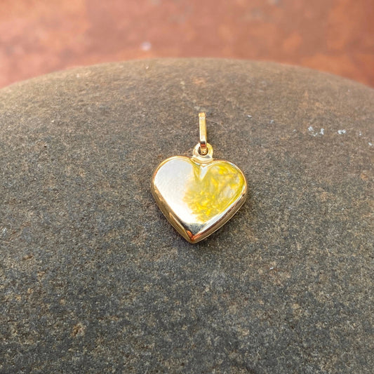 14KT Yellow Gold Puffed Heart Pendant Charm 11mm