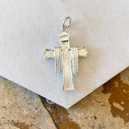 Sterling Silver Draped Cross Small Pendant Charm