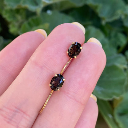 14KT Yellow Gold Smoky Quartz Filigree Lever Back Drop Earrings