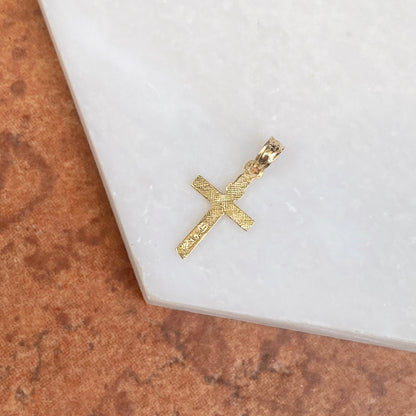 14KT Yellow Gold Cross with Heart Detailed Mini Size Pendant Charm