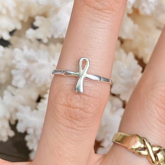 Sterling Silver Ankh Egyptian Cross Toe Ring