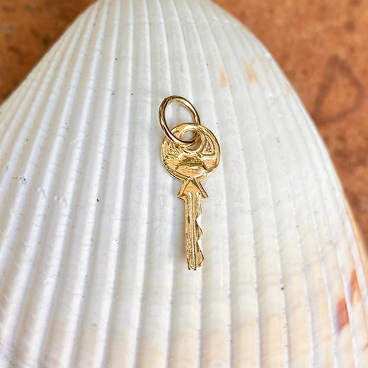 14KT Yellow Gold Rounded Mini Key Charm Pendant Charm