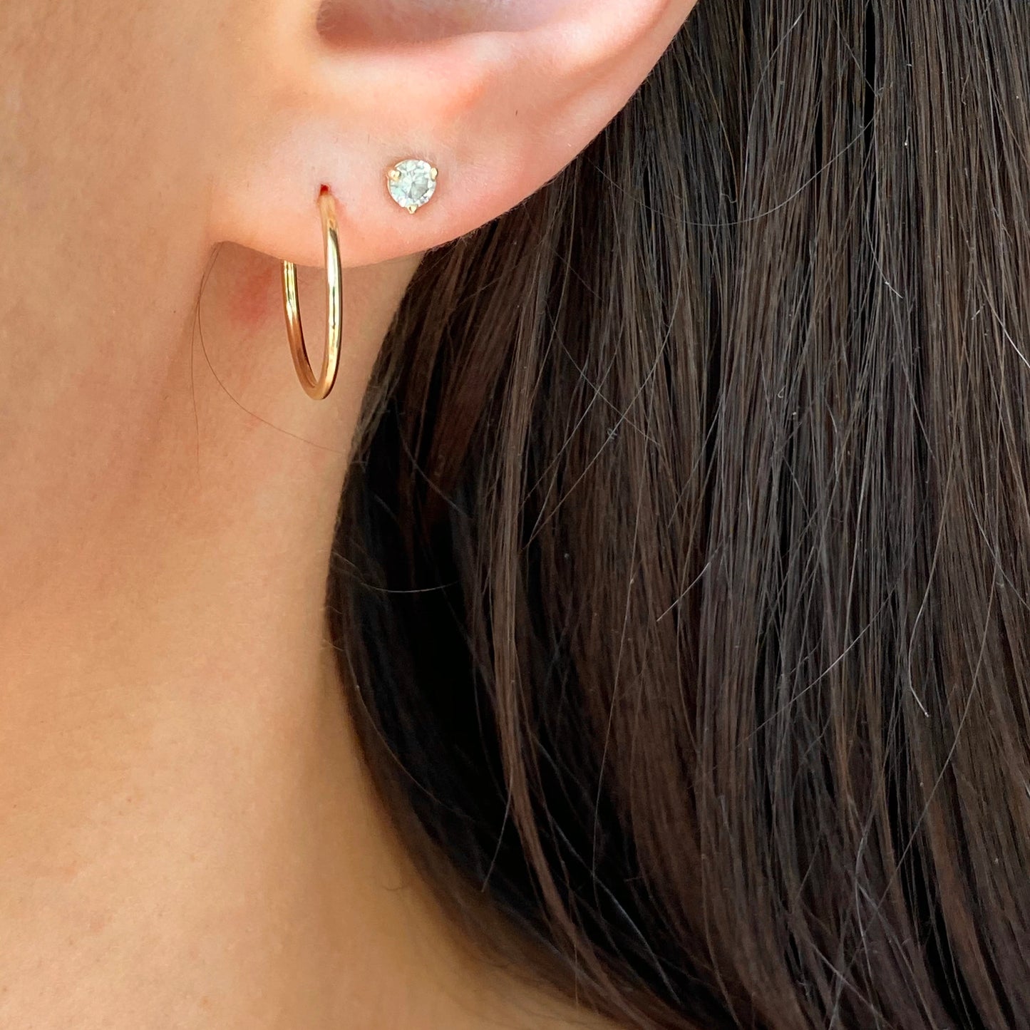 14KT Yellow Gold Thin Endless Hoop Earrings 16mm