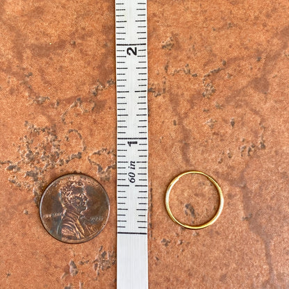 14KT Yellow Gold Thin Endless Hoop Earrings 16mm