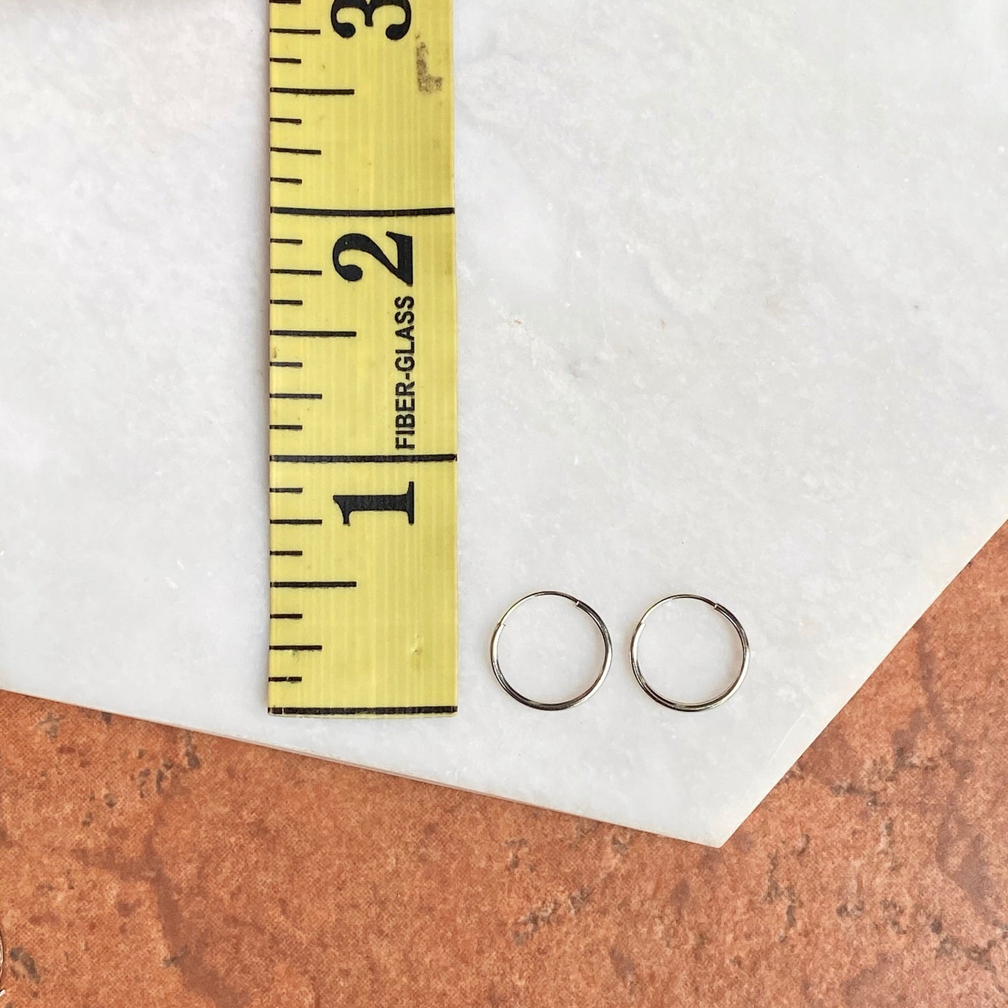 14KT White Gold Hoop Shiny 1mm Endless Hoop Earrings 12mm