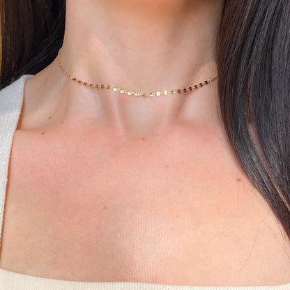 14KT Yellow Gold Diamond-Cut Chain Choker Necklace - LSJ