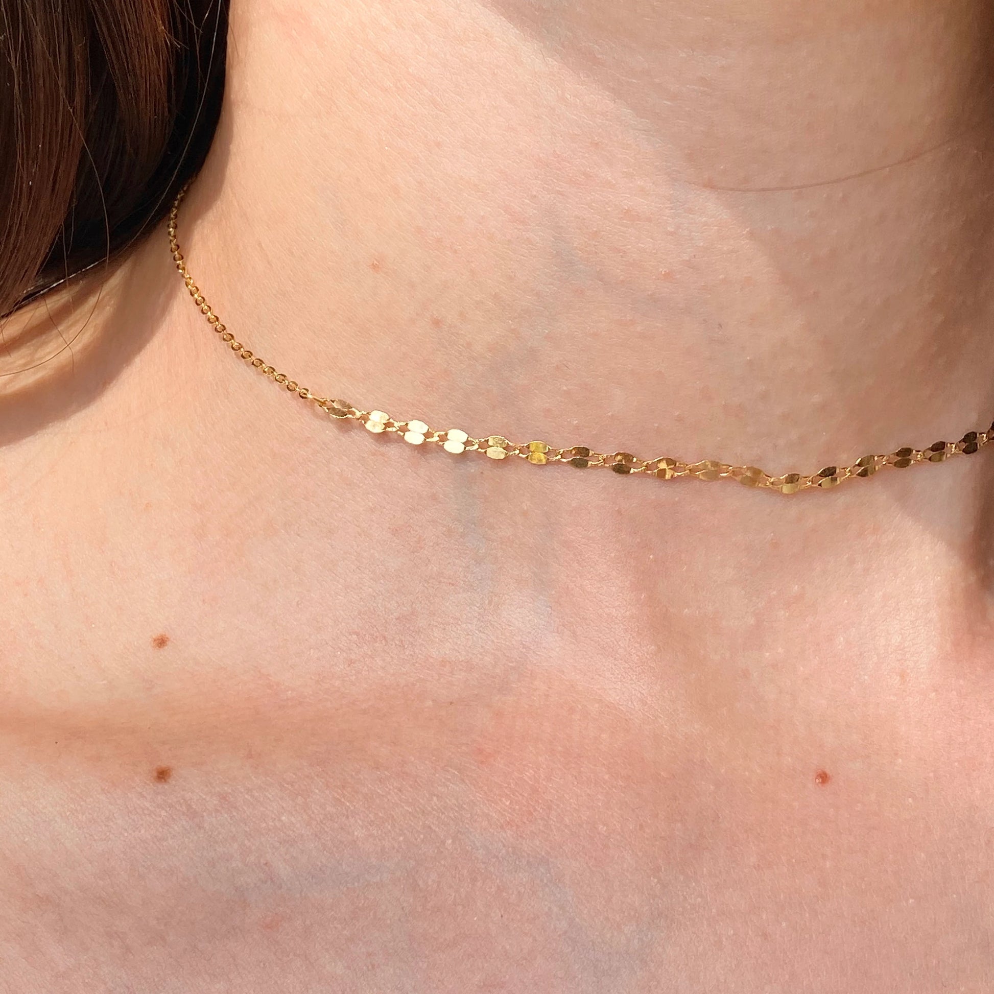 14KT Yellow Gold Diamond-Cut Chain Choker Necklace - LSJ
