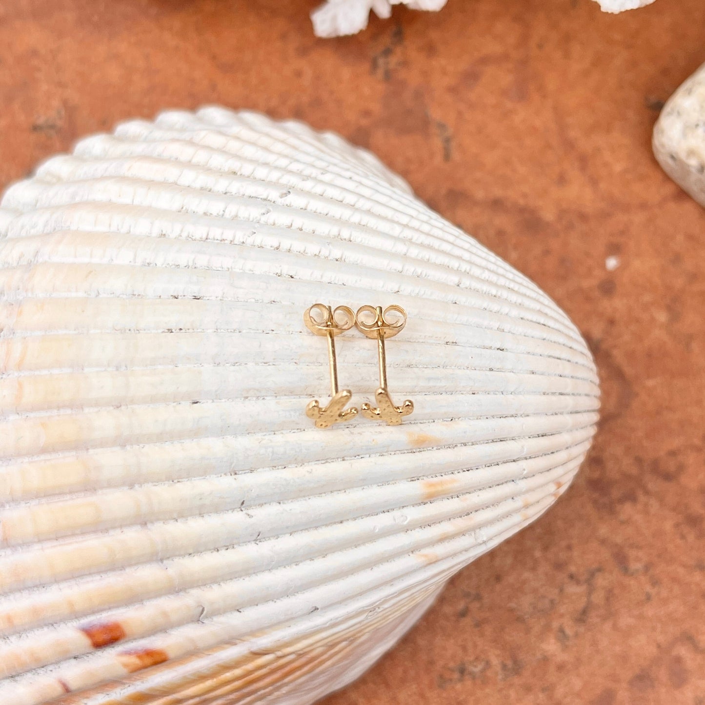 14KT Yellow Gold Cactus Post Mini Stud Earrings