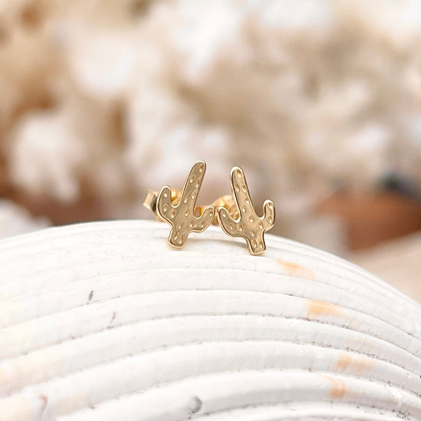 14KT Yellow Gold Cactus Post Mini Stud Earrings