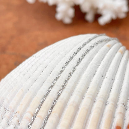 14KT White Gold 1mm Singapore Chain Necklace