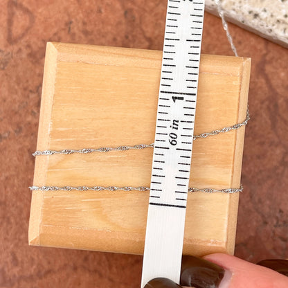 14KT White Gold 1mm Singapore Chain Necklace