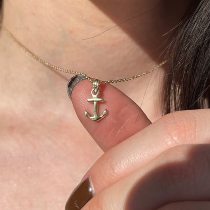 14KT Yellow Gold Mini Anchor Pendant Charm