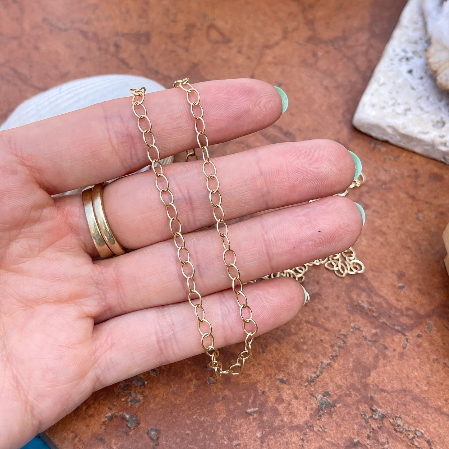 14KT Yellow Gold 3.7mm Cable Circle Open Link Chain Necklace