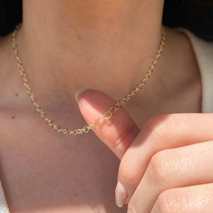 14KT Yellow Gold 3.7mm Cable Circle Open Link Chain Necklace