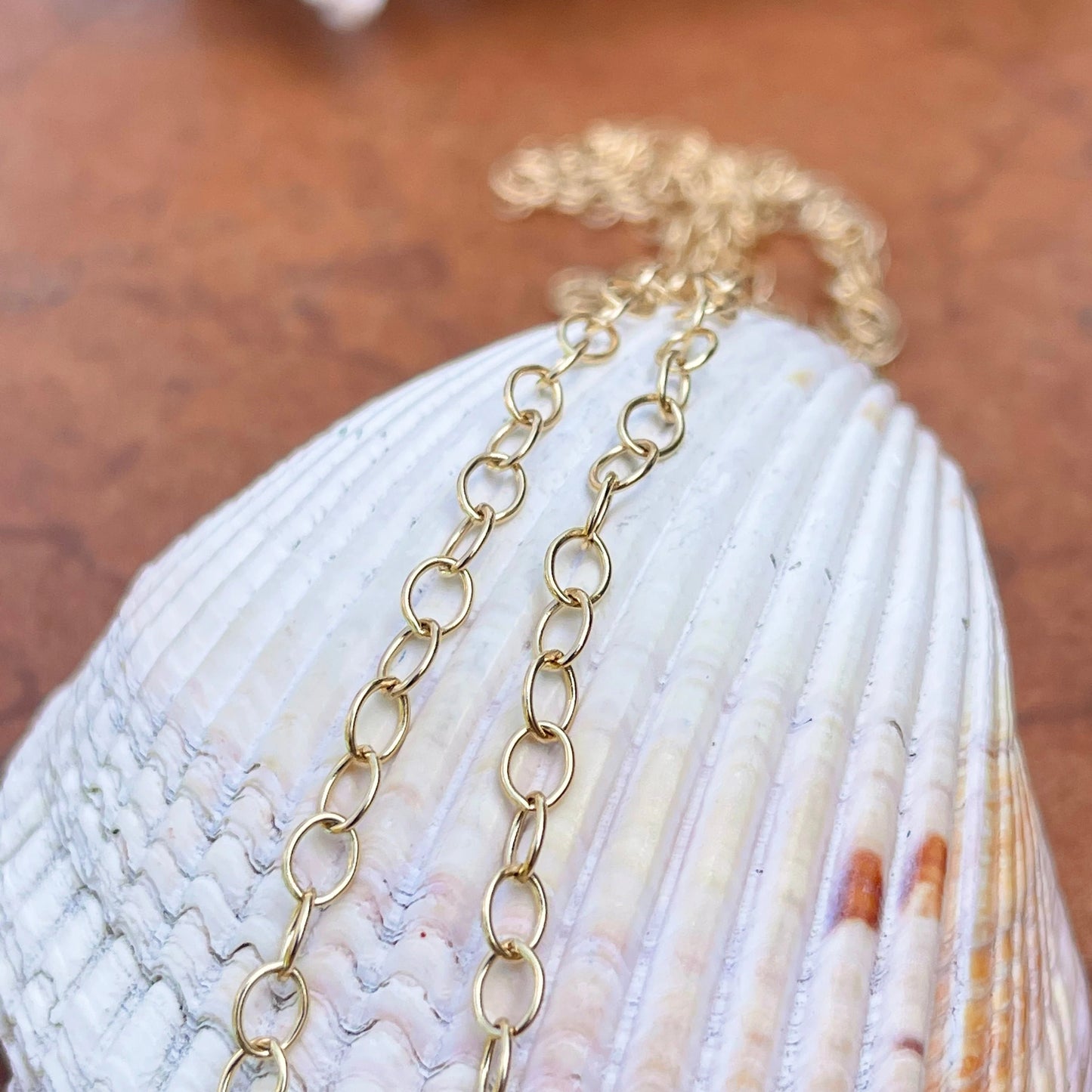 14KT Yellow Gold 3.7mm Cable Circle Open Link Chain Necklace