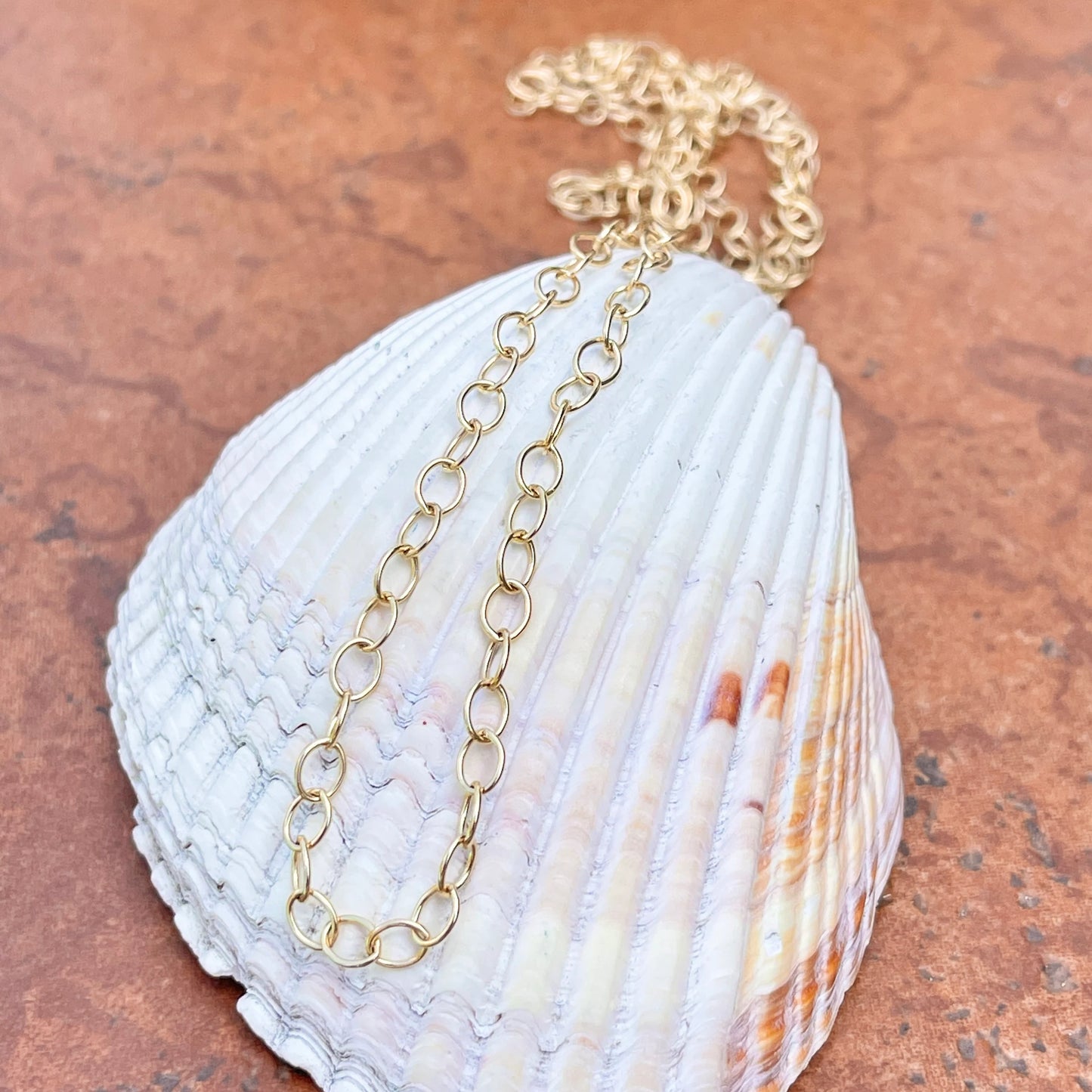 14KT Yellow Gold 3.7mm Cable Circle Open Link Chain Necklace