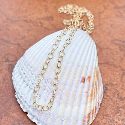 14KT Yellow Gold 3.7mm Cable Circle Open Link Chain Necklace