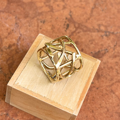 10KT Yellow Gold Wide Artistic Design Cigar Band Ring