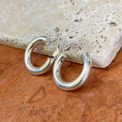 Sterling Silver 5mm Tube Hoop Omega Back Earrings 15mm