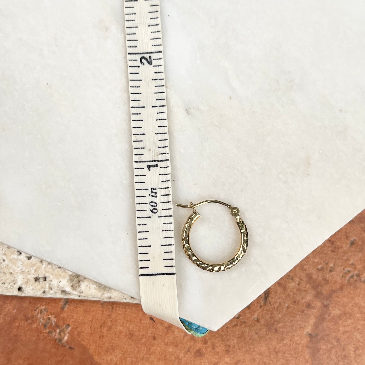 14KT Yellow Gold 2mm Tube Diamond-Cut Finish Hoop Earrings 15mm