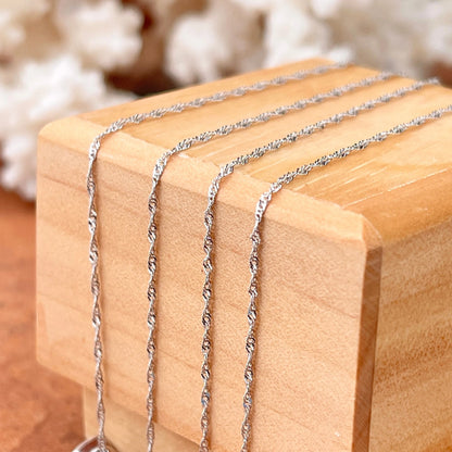 14KT White Gold 1mm Singapore Chain Necklace