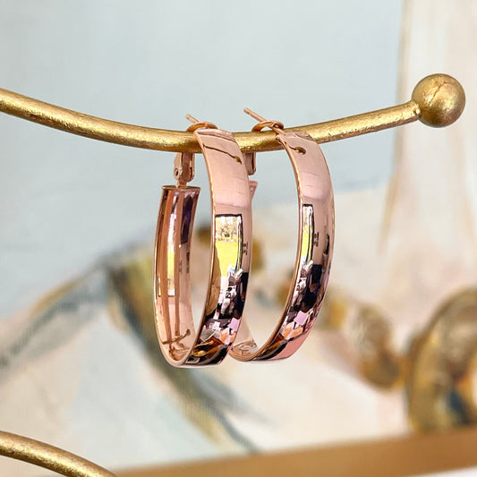 14KT Rose Gold Rounded 7mm Wide Oval Hoop Earrings 39mm