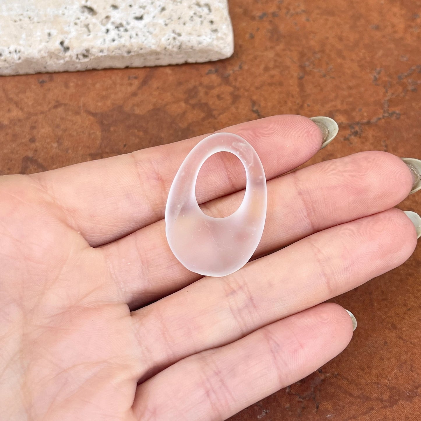 Genuine Frosted Crystal Oval Hooplet Pendant Charm