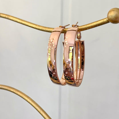 14KT Rose Gold Rounded 7mm Wide Oval Hoop Earrings 39mm