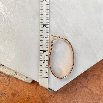 14KT Rose Gold Rounded 7mm Wide Oval Hoop Earrings 39mm