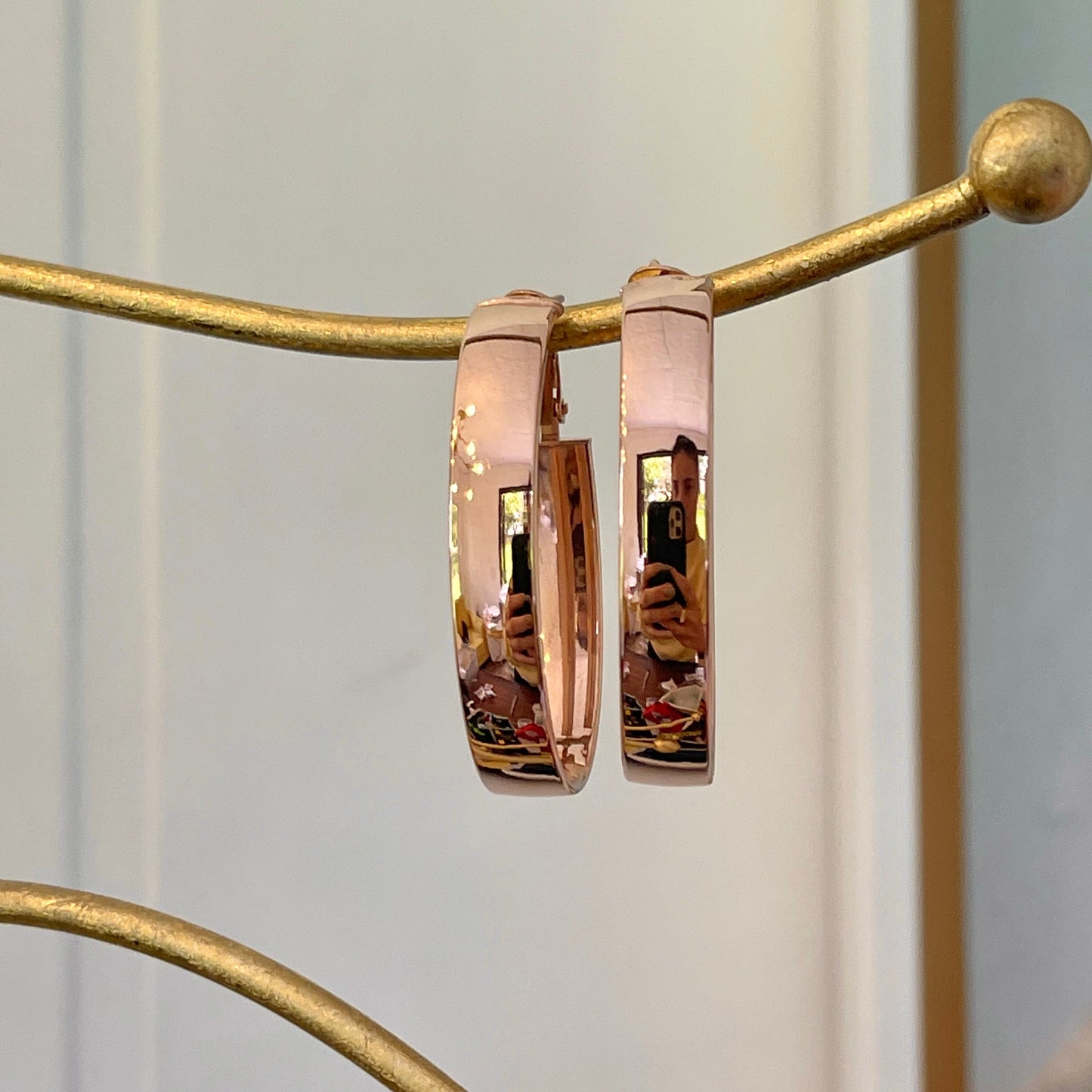 14KT Rose Gold Rounded 7mm Wide Oval Hoop Earrings 39mm