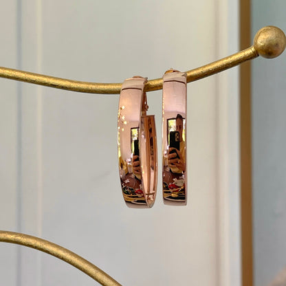 14KT Rose Gold Rounded 7mm Wide Oval Hoop Earrings 39mm