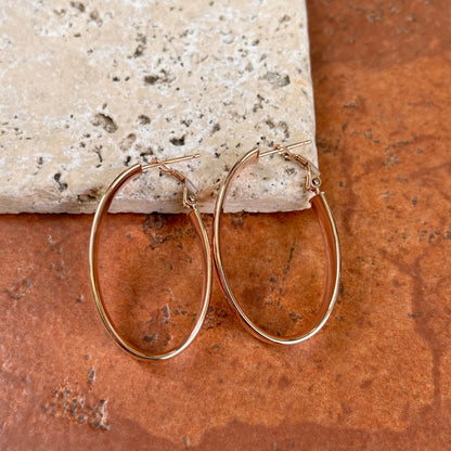 14KT Rose Gold Rounded 7mm Wide Oval Hoop Earrings 39mm