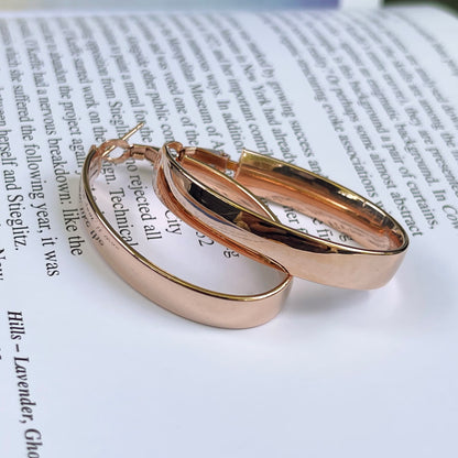 14KT Rose Gold Rounded 7mm Wide Oval Hoop Earrings 39mm