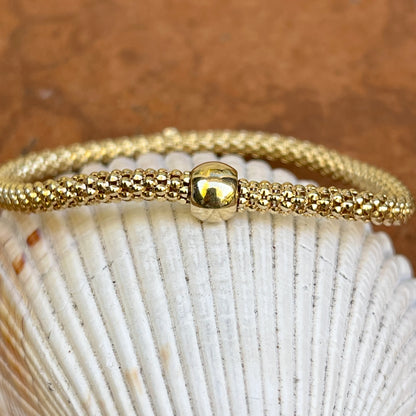 Gold-Plated Sterling Silver Flexible Woven Weave Mesh Stretch Bracelet