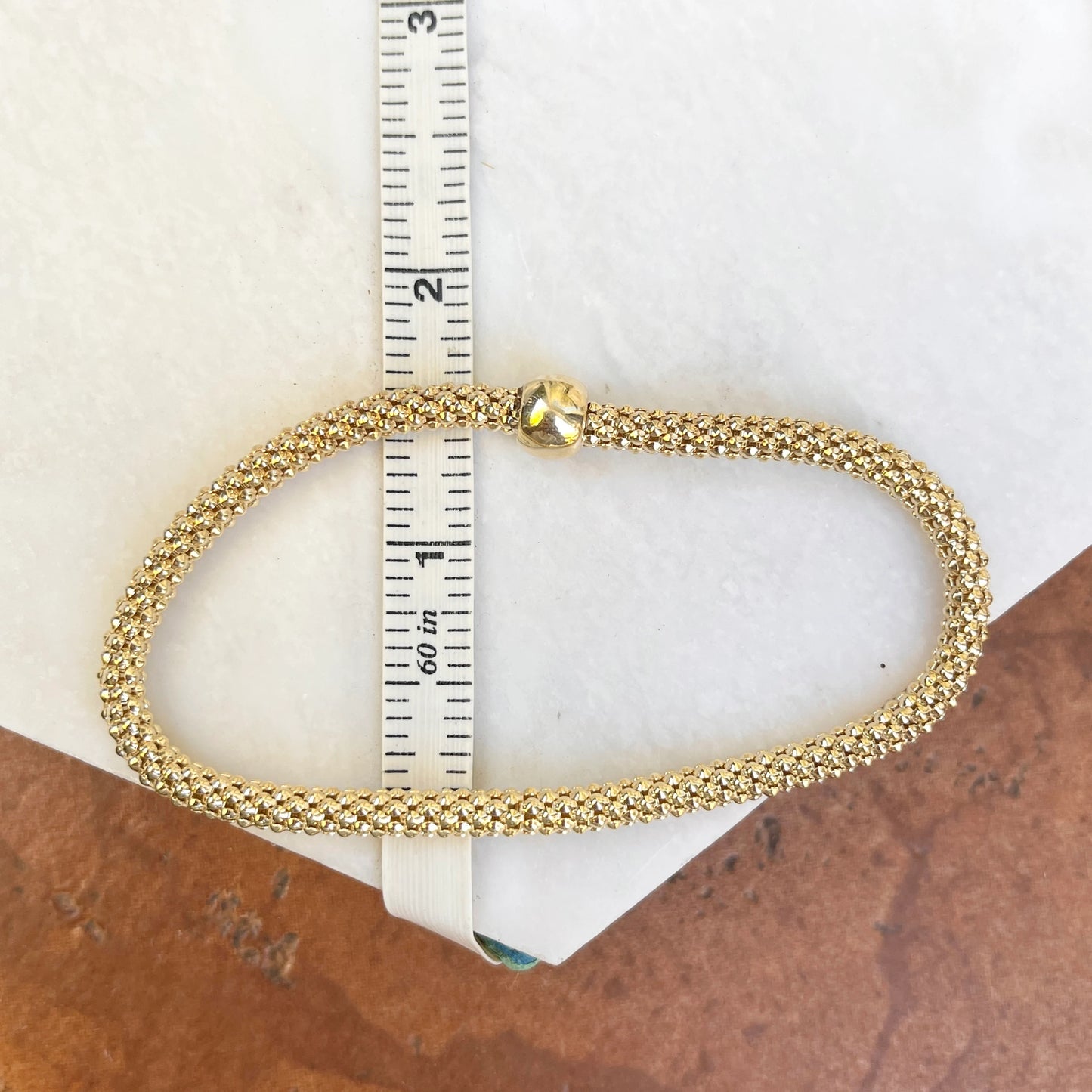 Gold-Plated Sterling Silver Flexible Woven Weave Mesh Stretch Bracelet