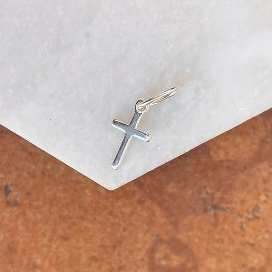 Sterling Silver Thin Small Cross Pendant Charm 13mm