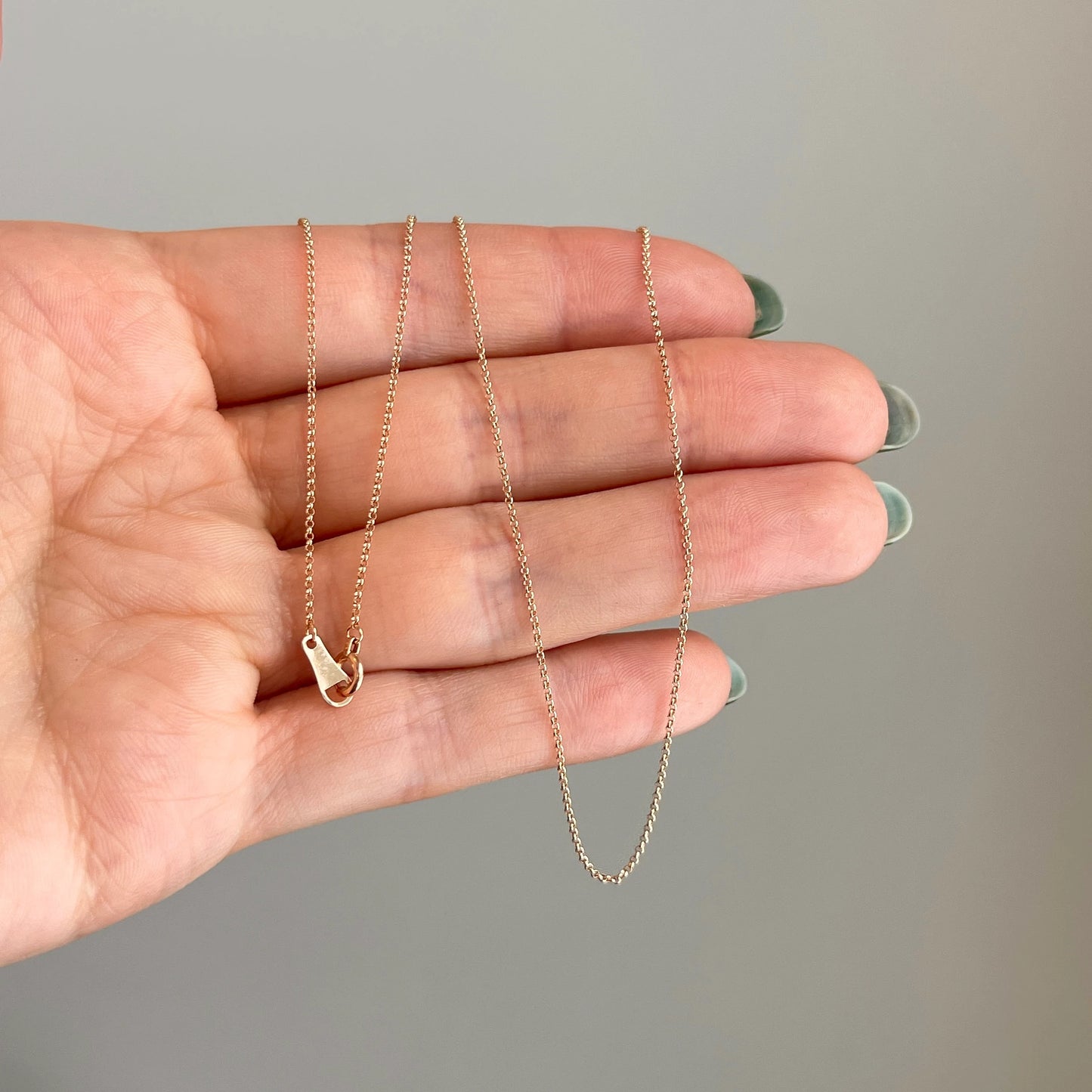 14KT Rose Pink Gold 1.4mm Solid Rolo Link Chain Necklace Size Selectable