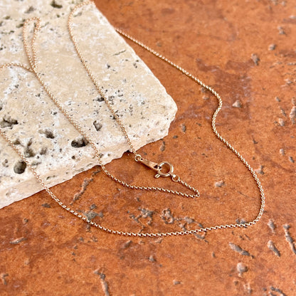 14KT Rose Pink Gold 1.4mm Solid Rolo Link Chain Necklace Size Selectable