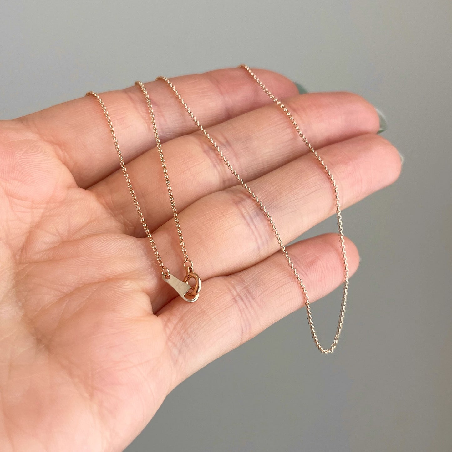 14KT Rose Pink Gold 1.4mm Solid Rolo Link Chain Necklace Size Selectable