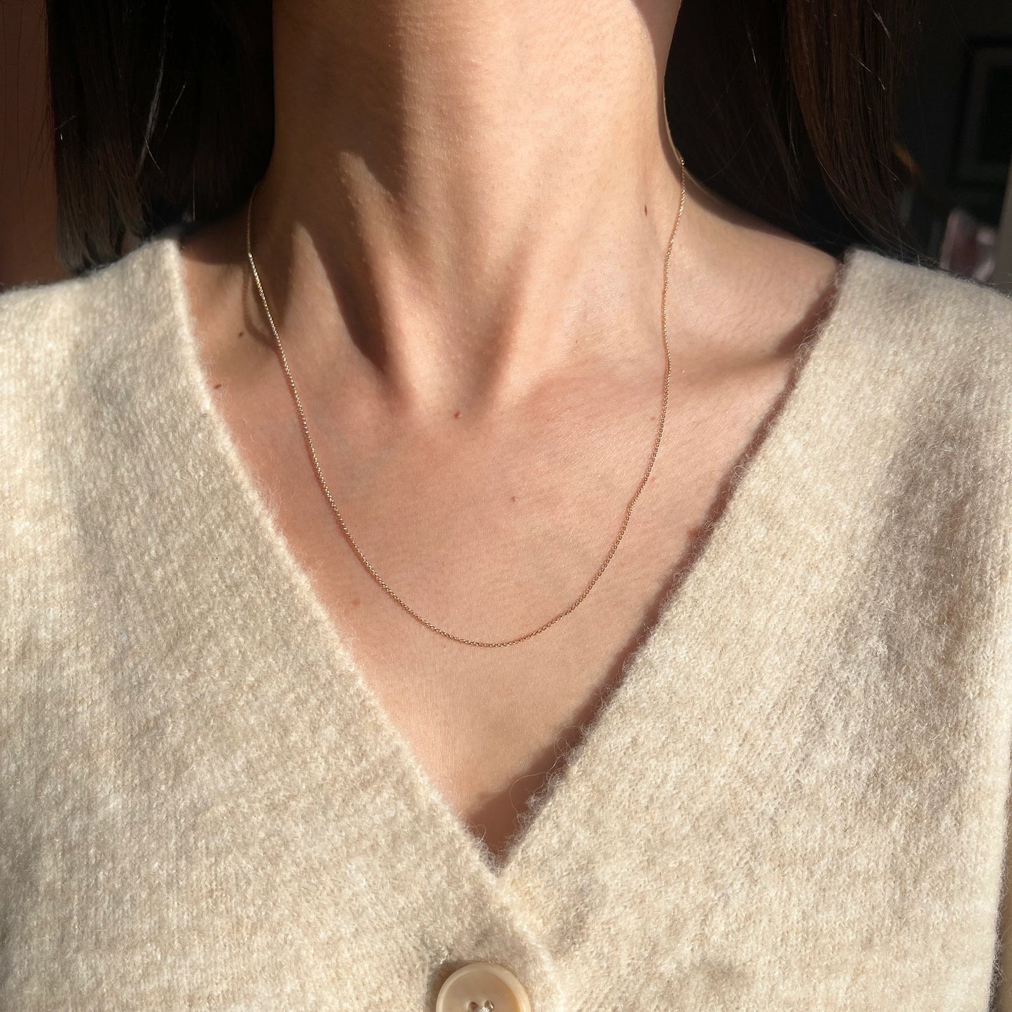 14KT Rose Pink Gold 1.4mm Solid Rolo Link Chain Necklace Size Selectable