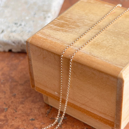 14KT Rose Pink Gold 1.4mm Solid Rolo Link Chain Necklace Size Selectable