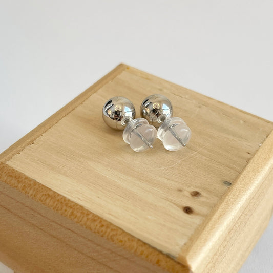 14KT White Gold Balls Shiny Finish Earrings 7mm