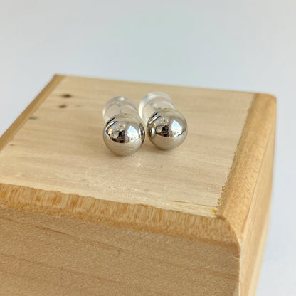 14KT White Gold Balls Shiny Finish Earrings 7mm