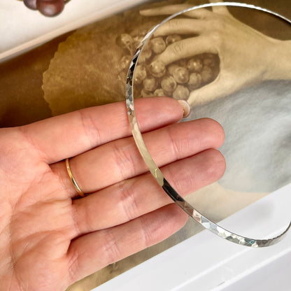 Sterling Silver Hammered 3.5mm Open Collar Necklace 14"