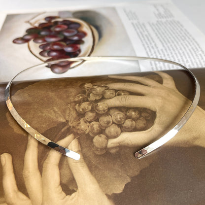 Sterling Silver Hammered 3.5mm Open Collar Necklace 14"