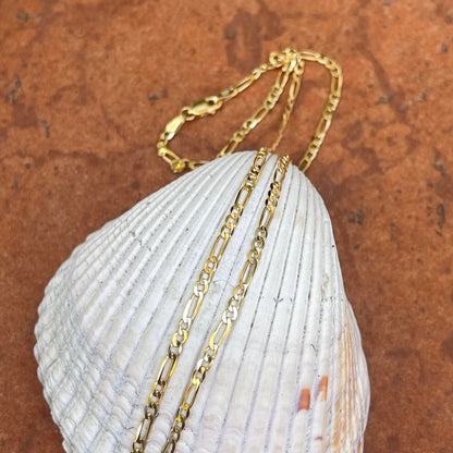 14KT Yellow Gold Solid 2.25mm Flat Figaro Chain Necklace