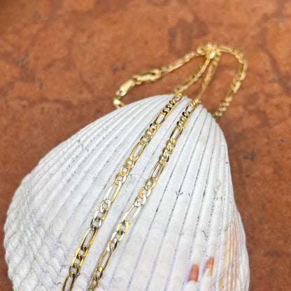 14KT Yellow Gold Solid 2.25mm Flat Figaro Chain Necklace