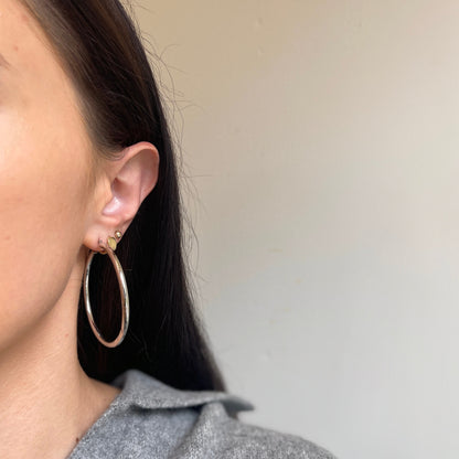 10KT White Gold Shiny 2.8mm Tube Round Hoop Earrings 48mm