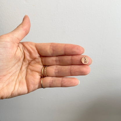 14KT Rose Gold Initial K Cut-Out Disc Mini Pendant Charm